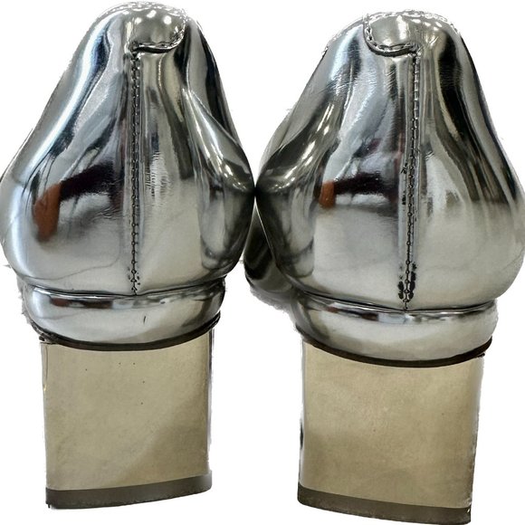 Nicholas Kirkwood Silver Metallic Pointed Toe Block Heel Pumps (EU35.5/US5.5) - Picture 3 of 6